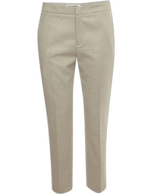 Light Grey Wool Blend Regular Fit Pants
