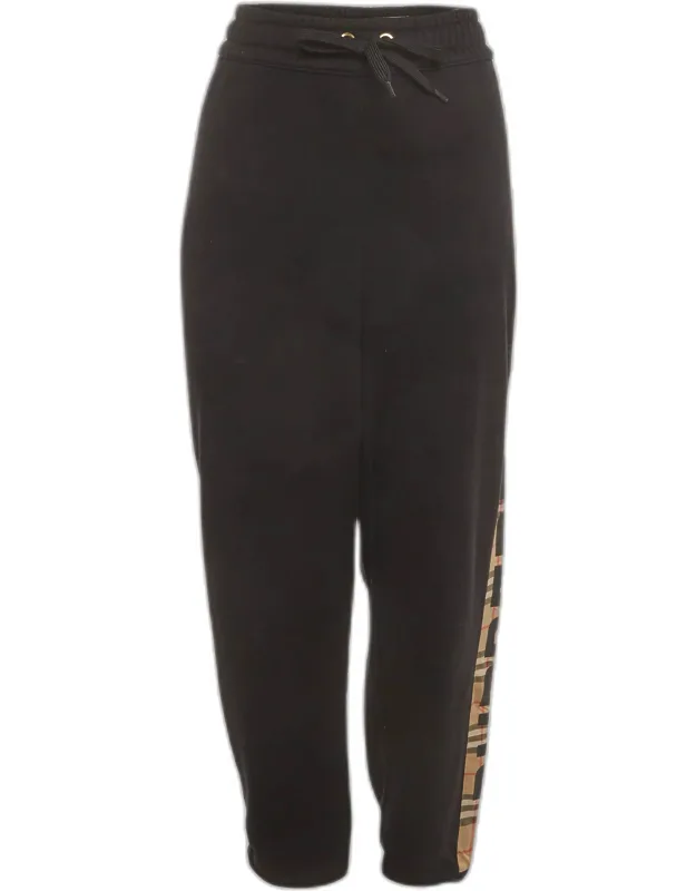 Check Striped Cotton Knit Sweatpants