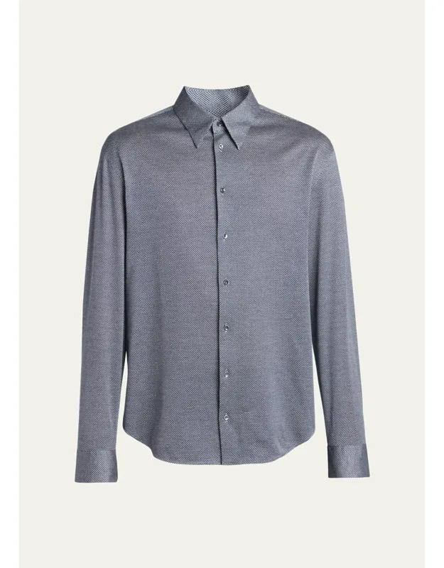 Cotton Micro-geometric Sport Shirt