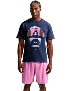 Sportswear Sunset Graphic T-shirt With Ribbed Crew Collar And Soft Cotton Fabric