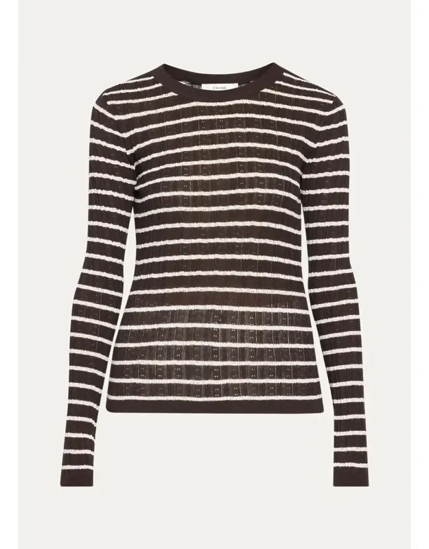 Pointelle Striped Sweater