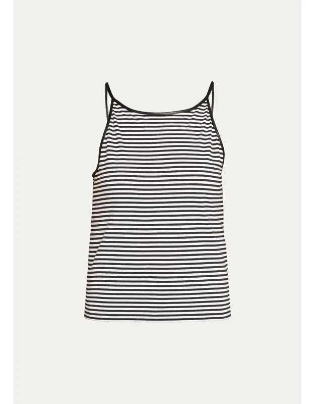 Leather-trim Tank Top
