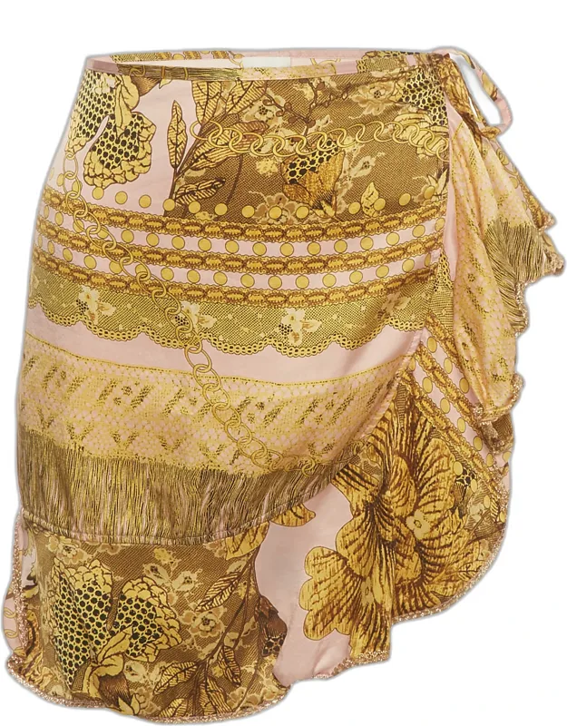 Floral Print Silk Wrap Skirt