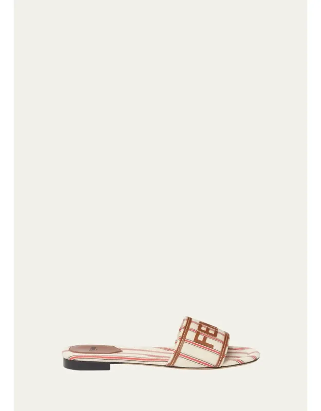 Striped Canvas Slide Sandals
