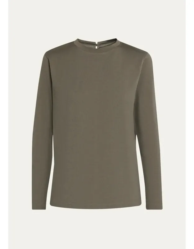 Long-sleeve Crewneck Cotton T-shirt