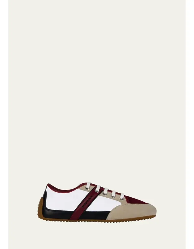 Slim Nylon And Suede Low-top Sneakers