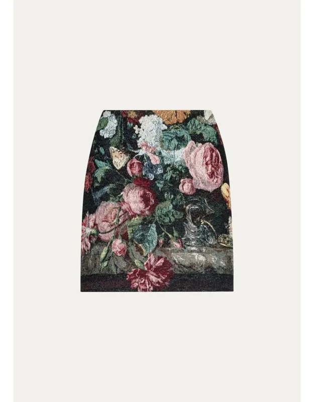Floral Jacquard Mini Skirt