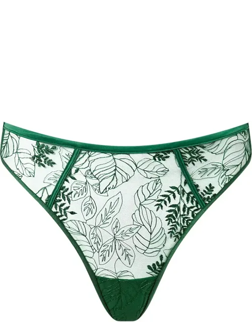 Embroidered High-waisted Thong