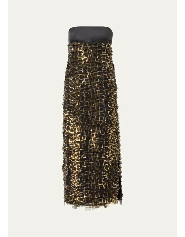 Layered Metallic Organza Midi Dress
