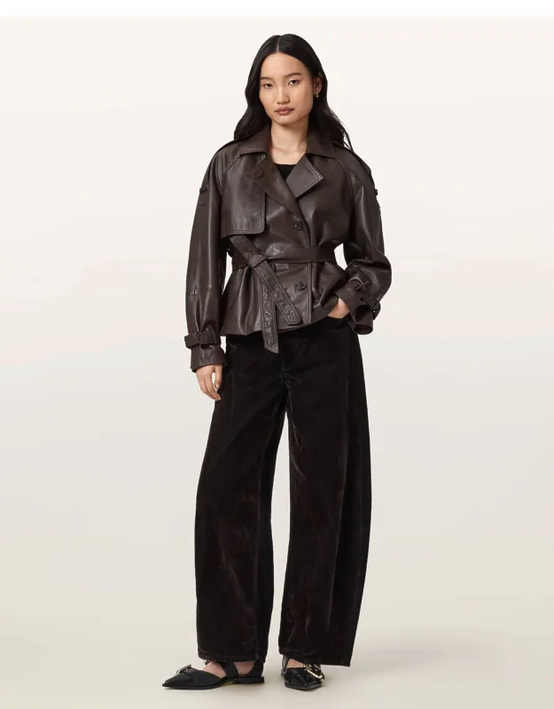 Helena Barrel Leg Flocked Jeans