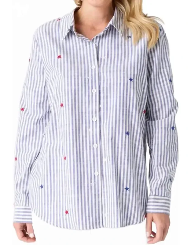 Patriotic Striped Shirt With Stars
