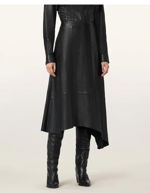 Gia Leather Midi Skirt