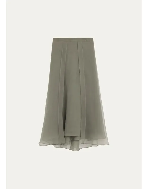 Layered Crispy Silk Maxi Circle Skirt
