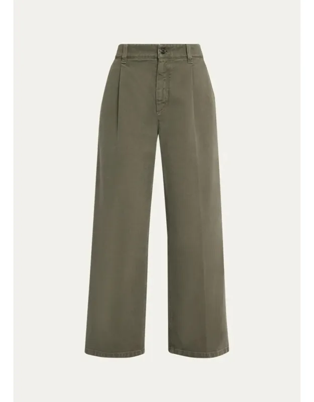 Garment Dye Straight-leg Ankle Pants