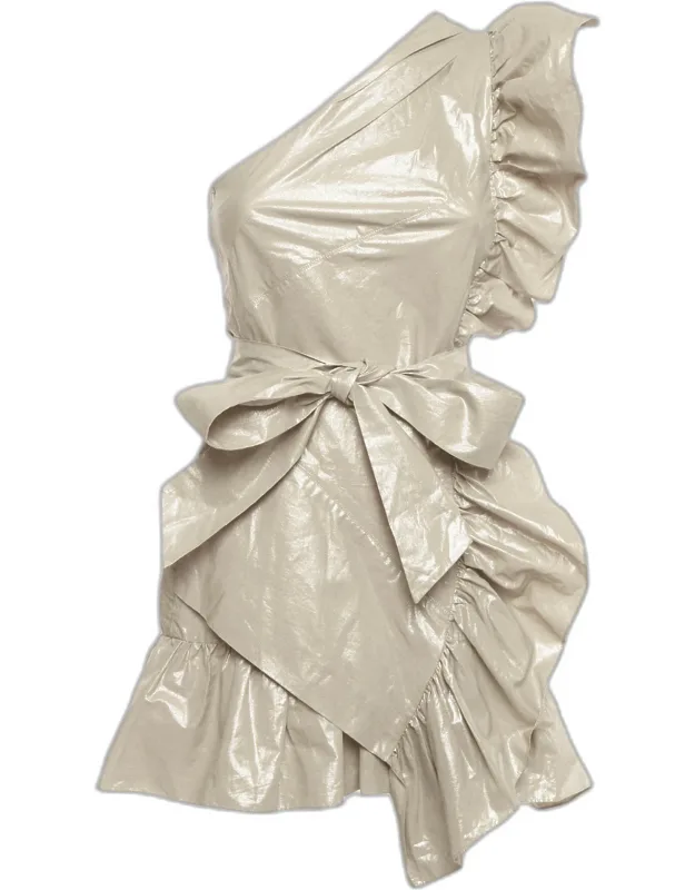 Metallic One-shoulder Mini Dress