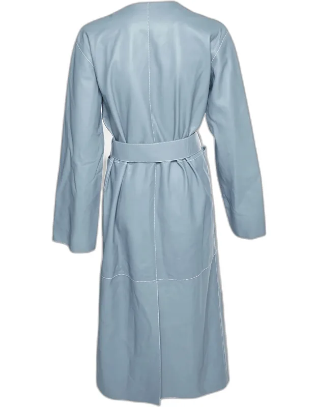 Leather Belted Wrap Coat