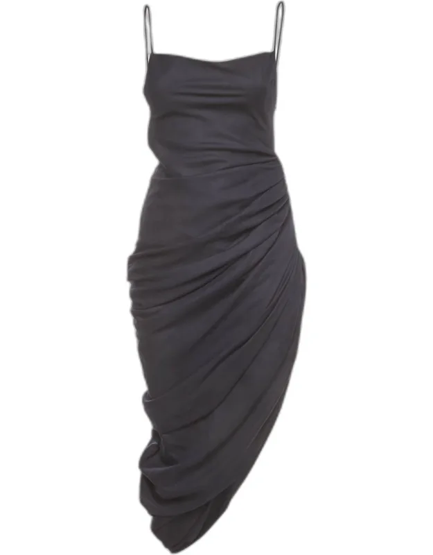 Wool Ruched Midi Dress