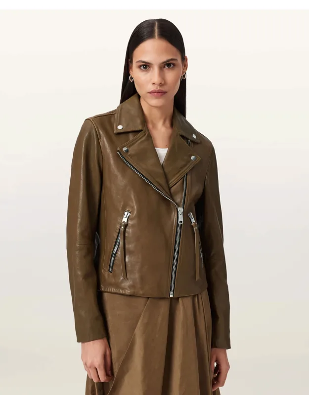 Dalby Slim Fit Leather Biker Jacket