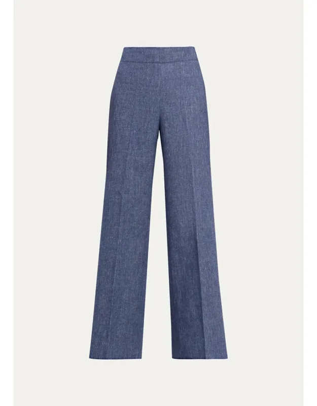 Wool-blend Flannel Wide-leg Pants