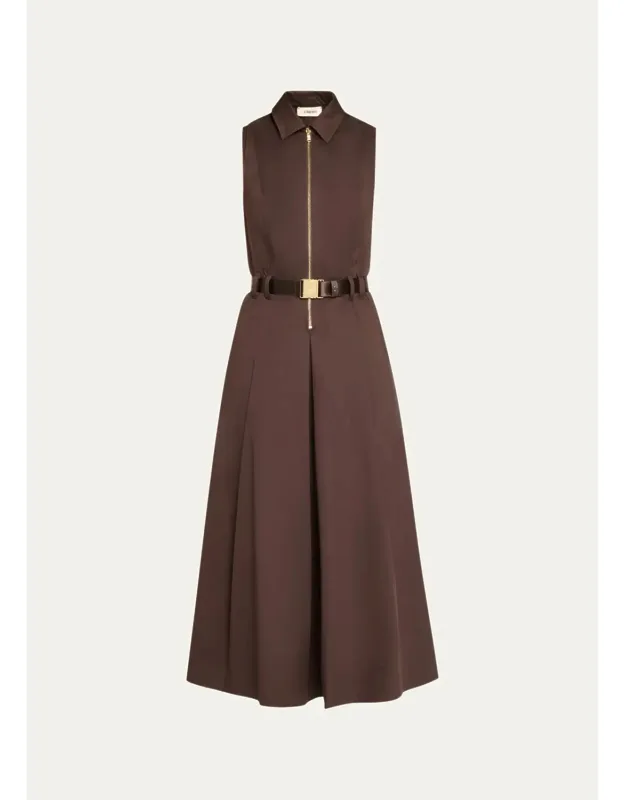 Sleeveless Belted Midi Dress