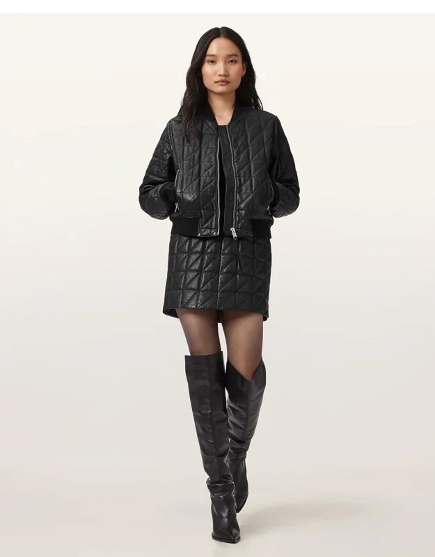 Carly Leather Quilted Skirt