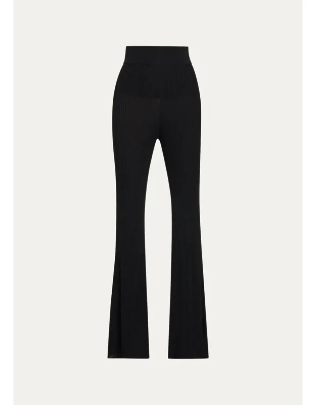 Rib-knit Flare Pants