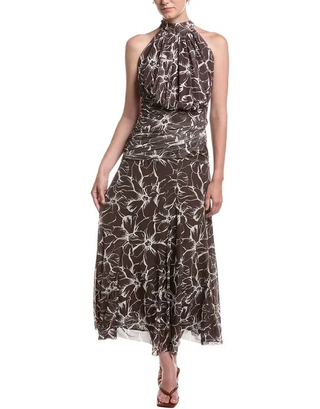Midi Dress - Halter Neck, Printed Fabric