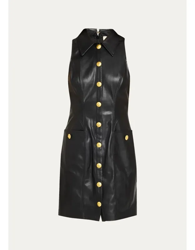 Apolline Sleeveless Faux-leather Mini Dress