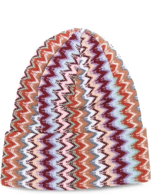 Zigzag Knit Beanie Hat