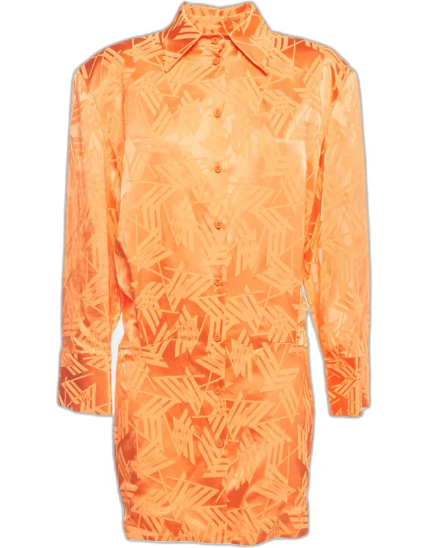 Monogram Jacquard Satin Mini Shirt Dress