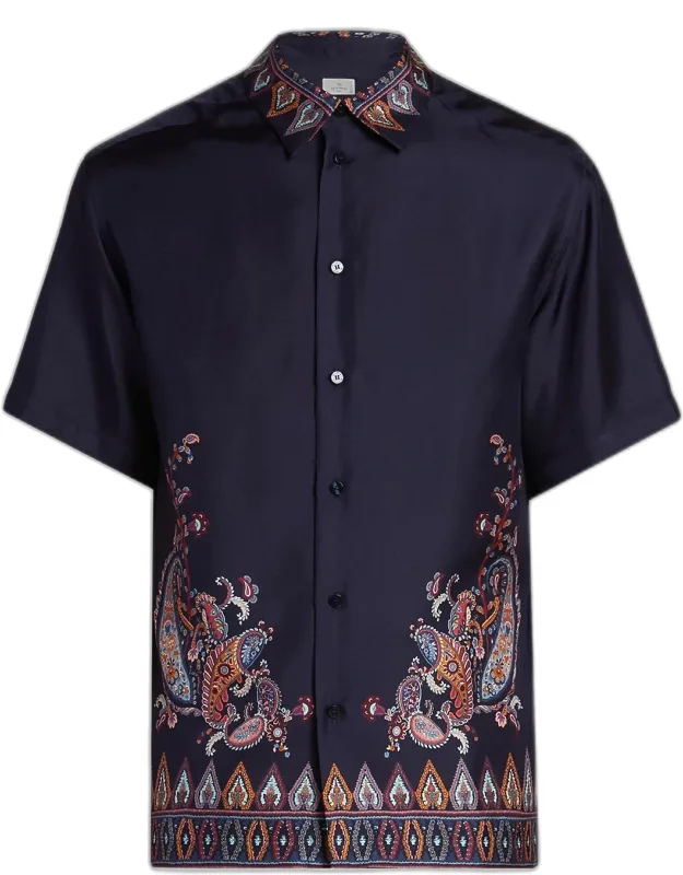 Silk Paisley Short-sleeve Shirt