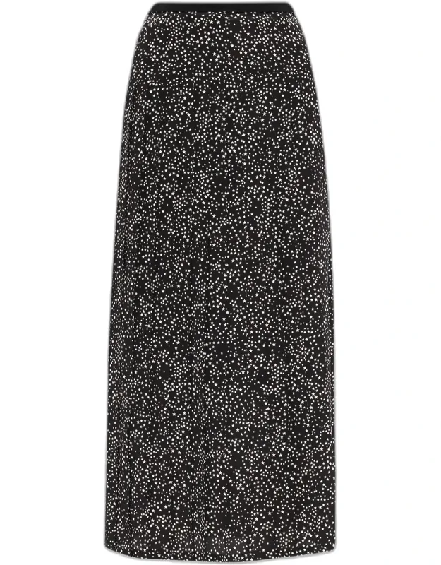 Star-print Silk Midi Skirt