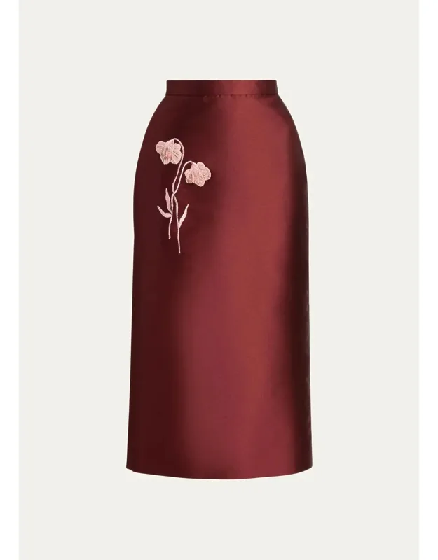 Floral Embroidered Midi Skirt