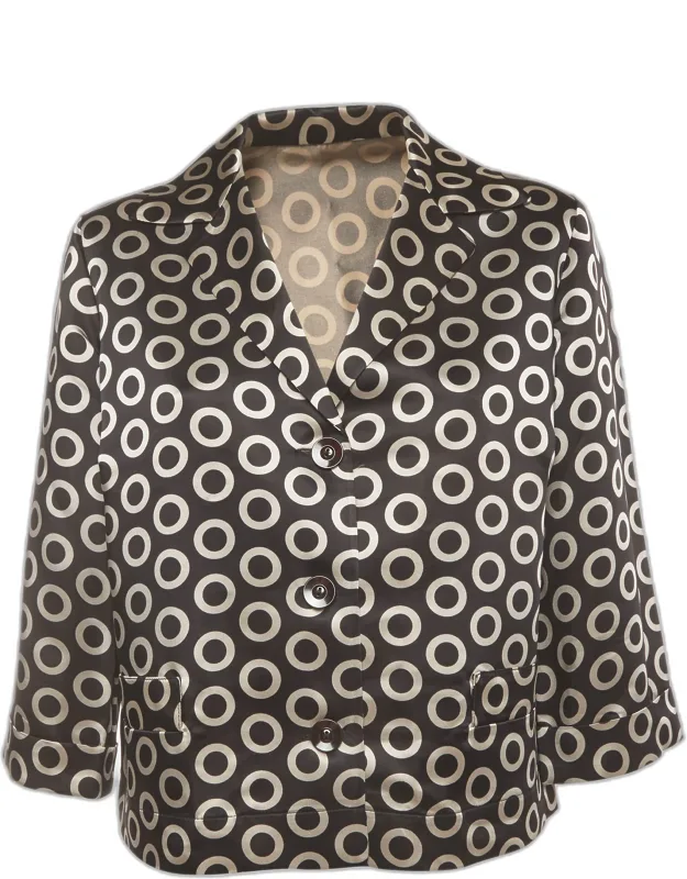 Circle Print Satin Button Up Jacket