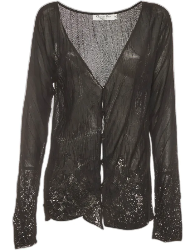 Crinkled Knit Sheer Cardigan