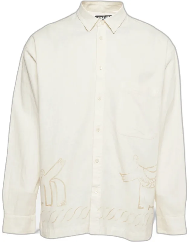 Printed Cotton Blend Long Sleeve Shirt