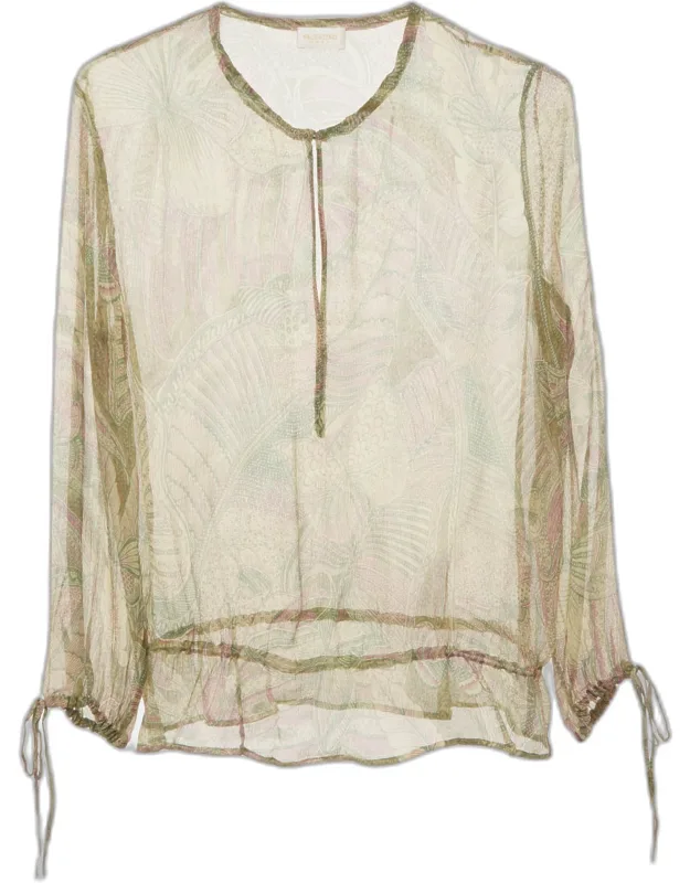Butterfly Print Chiffon Sheer Blouse