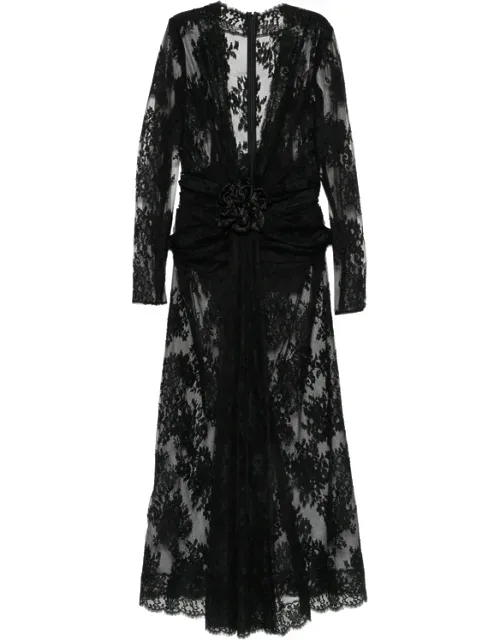 Floral-lace Floral-appliqué Dress