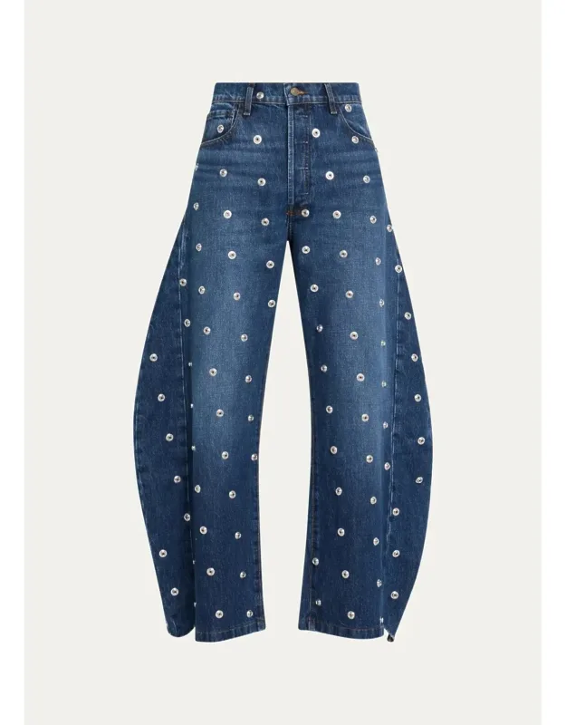 Studded Barrel-leg Jeans