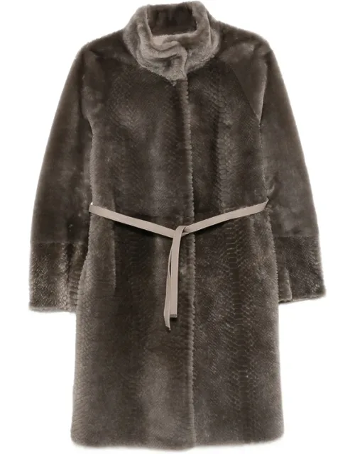 Belted Snake-effect Coat