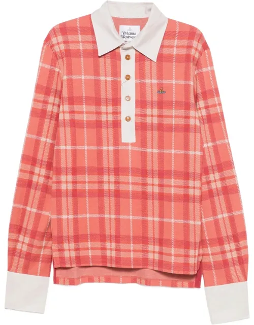 Check-pattern Long-sleeve Polo Shirt