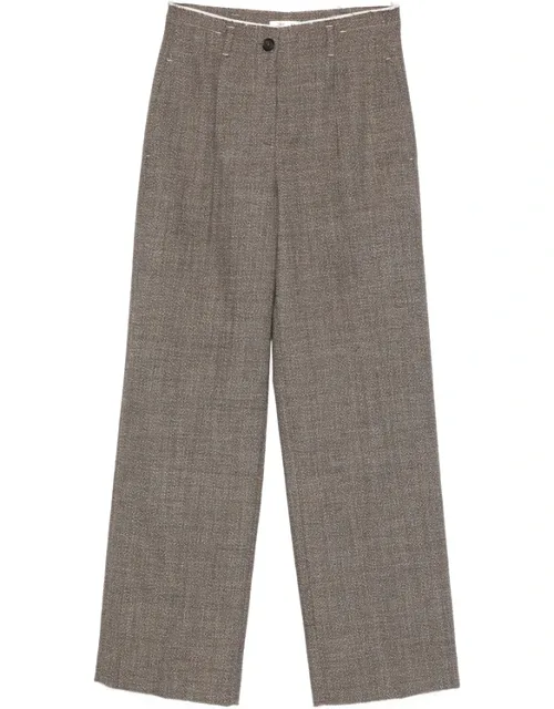 Marl-effect Raw-edge Trousers