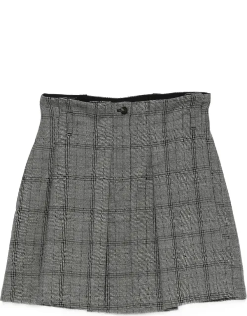 Check-pattern Pleated Mini Skirt