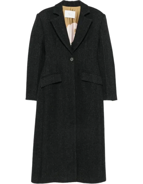 Herringbone Single-breasted Coat