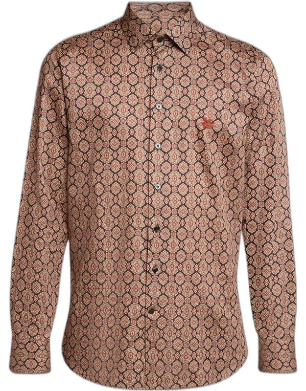 Medallion Satin Button-down Shirt
