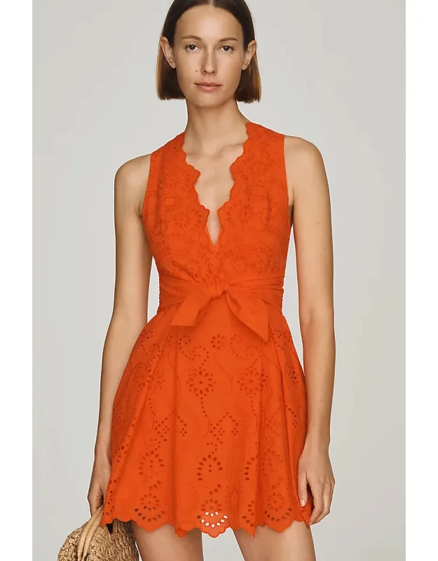 Belted Eyelet Mini Dress