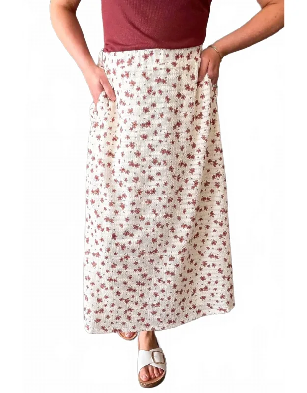Textured Midi Floral Skirt