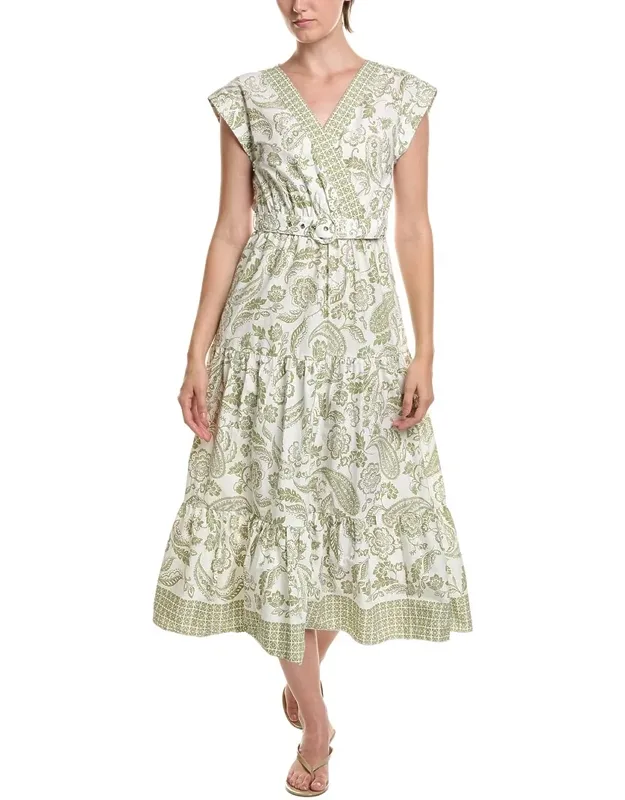 Surplice Dolman Sleeve Midi Dress