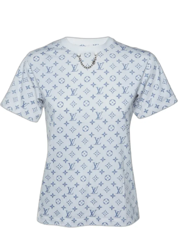 Monogram Print Cotton Chain Detail T-shirt