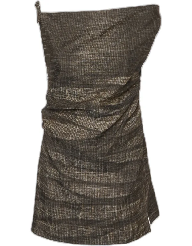 Checked Linen Blend Mini Dress